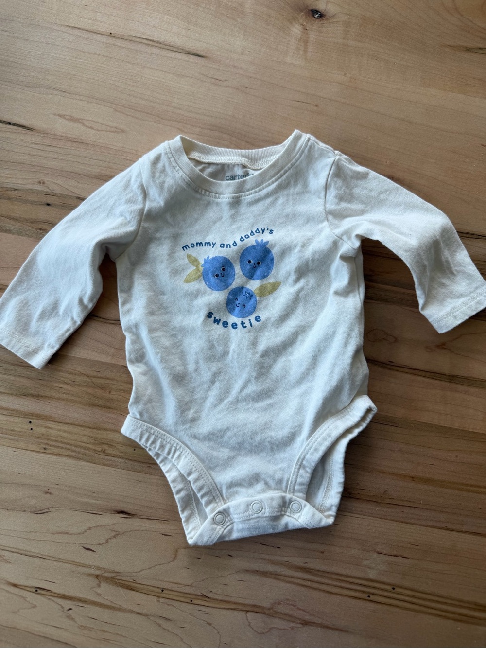 Carter's Cream Long-Sleeve Onesie with Blue Berry Graphic